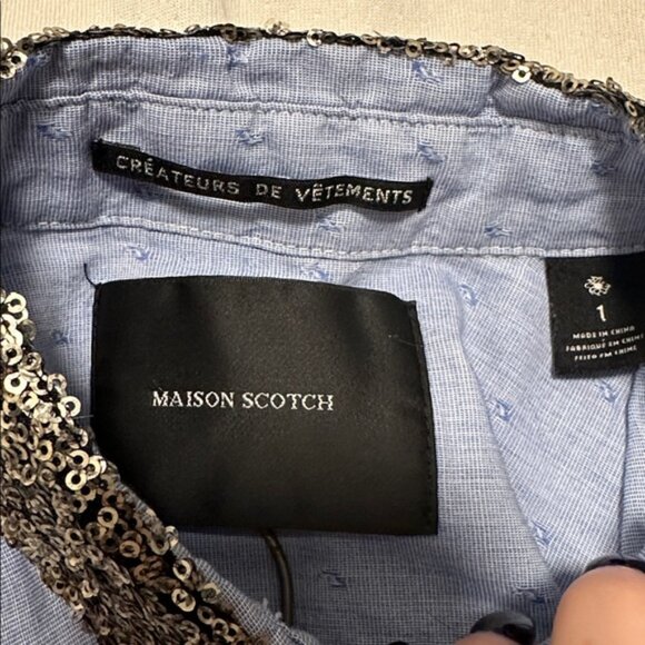 Maison Scotch Light Blue Shirt with Sequin Collar - Picture 3 of 4